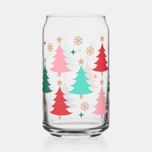 Retro Bright Christmas Tree Can Glass
