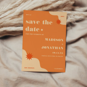 Retro Bright & Colorful Orange Wedding  Save The Date