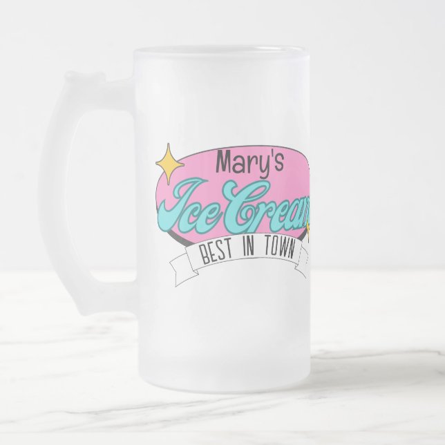 Retro Bright Colours add Name Ice Cream Float  Frosted Glass Beer Mug (Left)