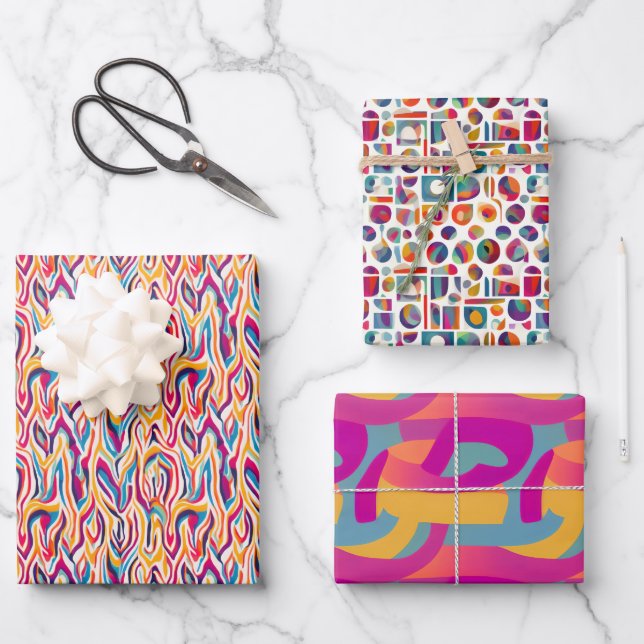 Retro Bright - Fall, Winter Bright Subtle Abstract Wrapping Paper Sheet (Front)
