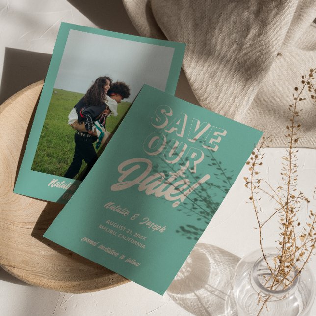 Retro Bright Funky Bold Modern Boho Unique Wedding Save The Date (Creator Uploaded)