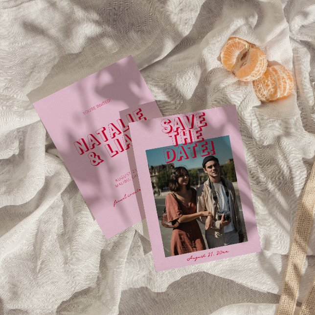Retro Bright Funky Bold Modern Photo Wedding  Save The Date (Creator Uploaded)