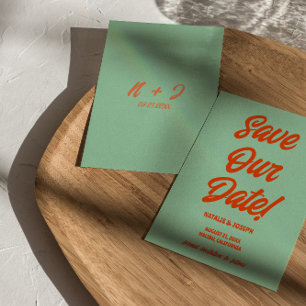 Retro Bright Funky Bold Modern Unique Wedding Save The Date