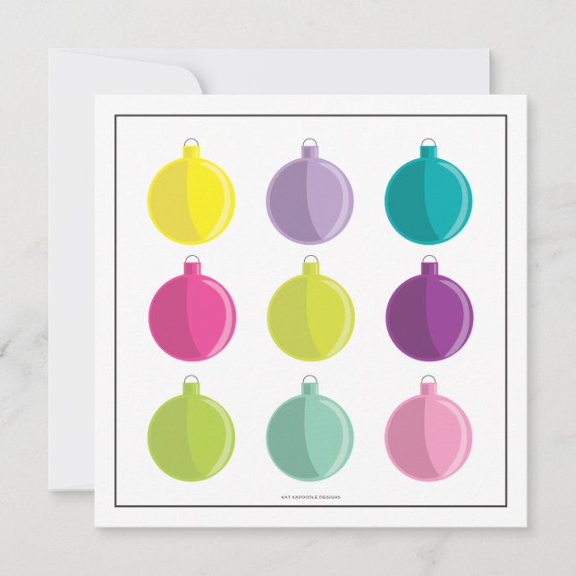 Retro Bright Ornaments Colourful Holiday Party Invitation (Front)