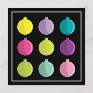 Retro Bright Ornaments Colourful Holiday Party Invitation