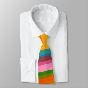 Retro Bright Rainbow Stripe Fun Colorful Festive Tie