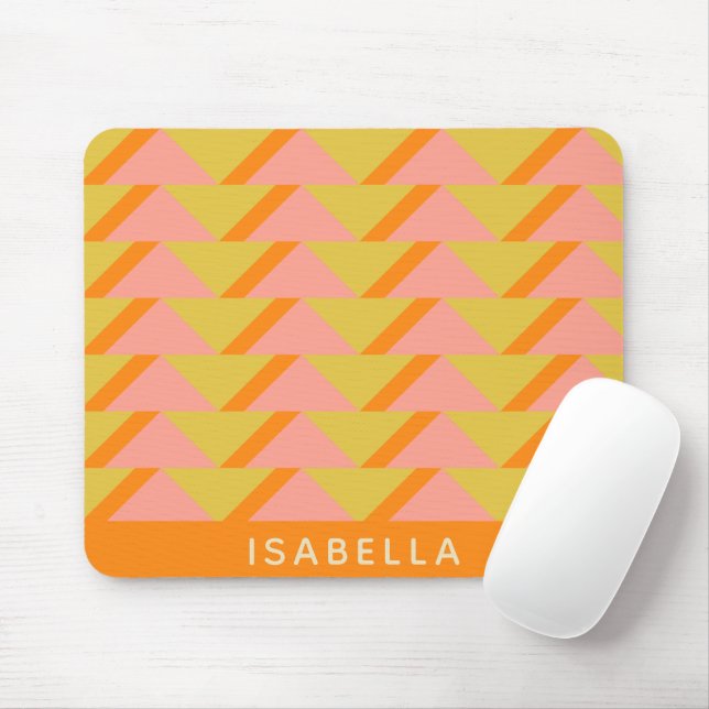 Retro Bright Yellow Orange Geometric Personalized Mouse Mat (With Mouse)