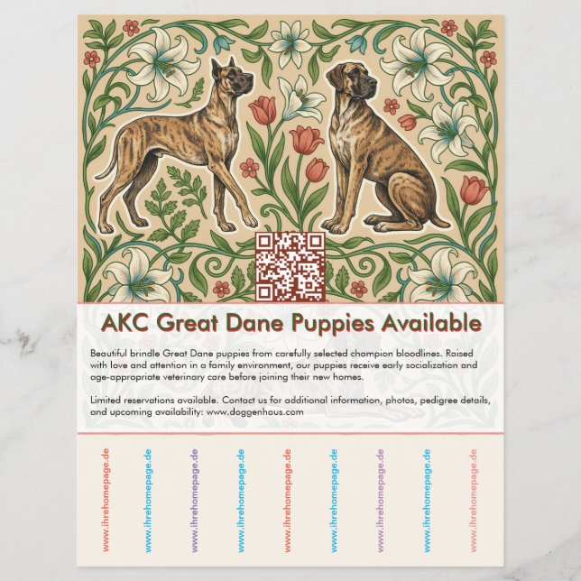 Retro Brindle Great Dane Puppy  Flyer (Front)
