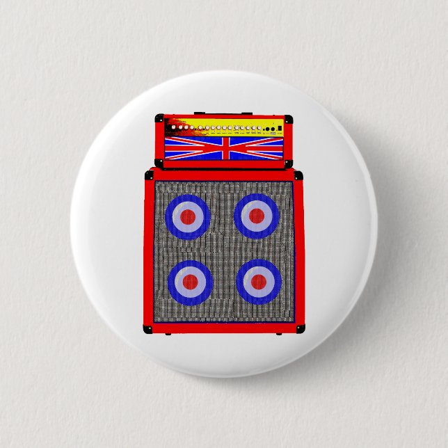 Retro British Amp 6 Cm Round Badge (Front)