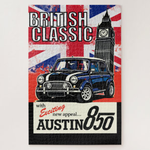 Retro British Classic Car Front Pop Art Jigsaw Puzzle