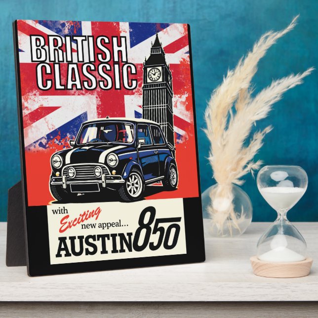 Retro British Classic Car Front Pop Art Plaque (Side)