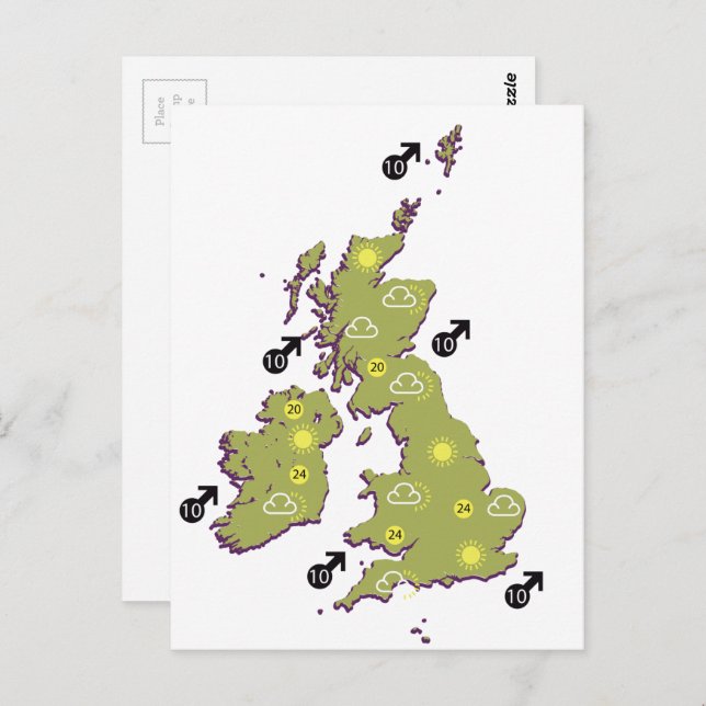 Retro British Isles weather map Postcard (Front/Back)