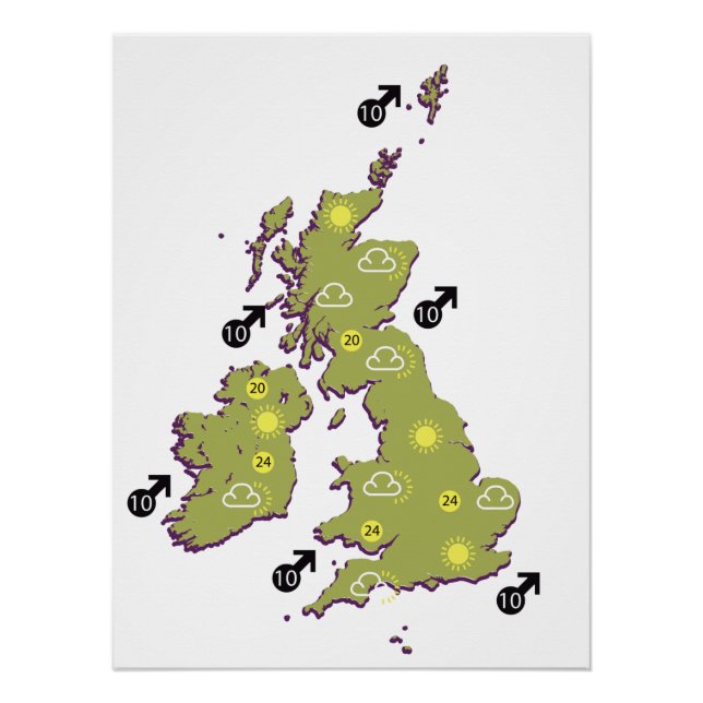 Retro British Isles weather map Poster (Front)