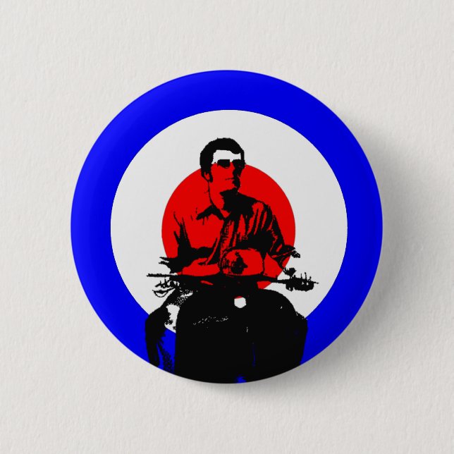 Retro British Mod Scooter Boy Button Badge (Front)