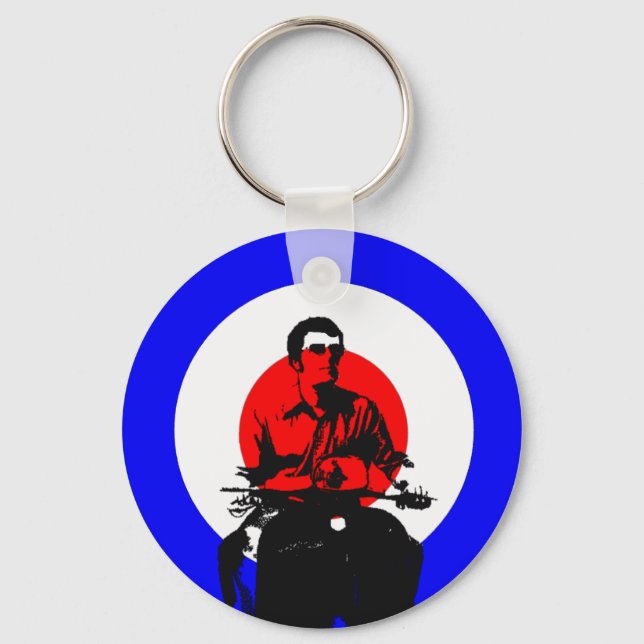 Retro British Mod Scooter Boy Keychain bagchain (Front)
