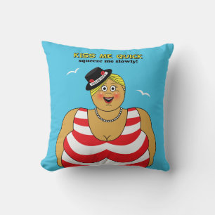 Retro British Seaside Kiss Me Quick Lady Cushion