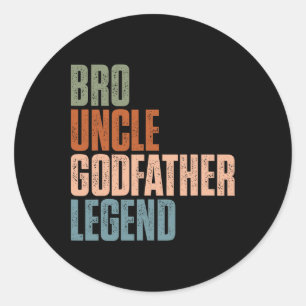 Retro Bro Uncle Godfather Legend Funny Uncles Fath Classic Round Sticker