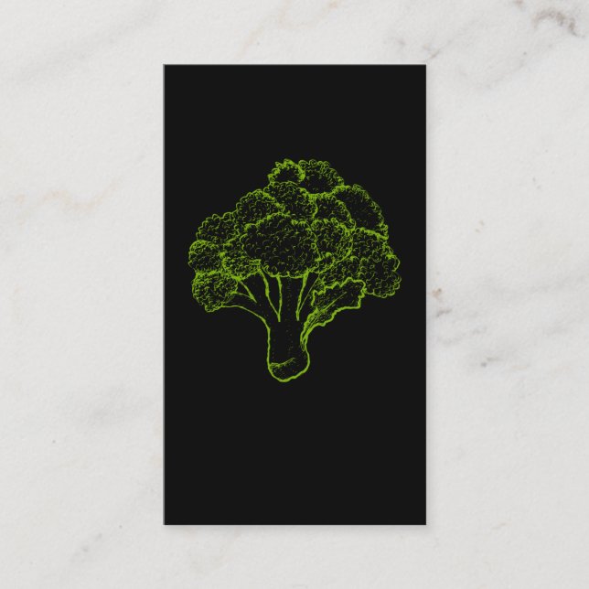Retro Broccoli Art Vegetables Drawing Business Card (Front)