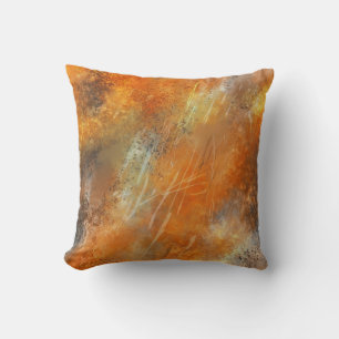 Retro Bronze Abstract Flames Cushion