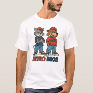 Retro Bros – 90s Cartoon Style Men's Basic T-Shirt