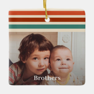 Retro Brothers Photo Christmas Keepsake Ceramic Ornament