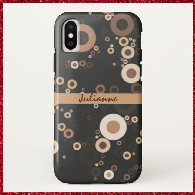 Retro Brown and Beige Circle Pattern  Case-Mate iPhone Case (Creator Uploaded)
