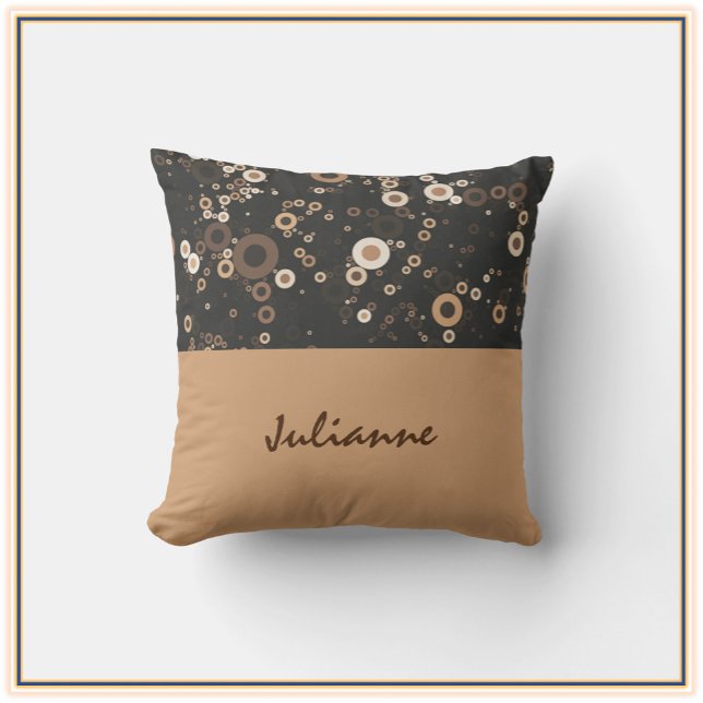 Retro Brown and Beige Circle Pattern Cushion (Creator Uploaded)