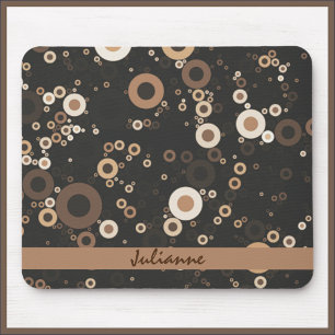 Retro Brown and Beige Circle Pattern Mouse Mat