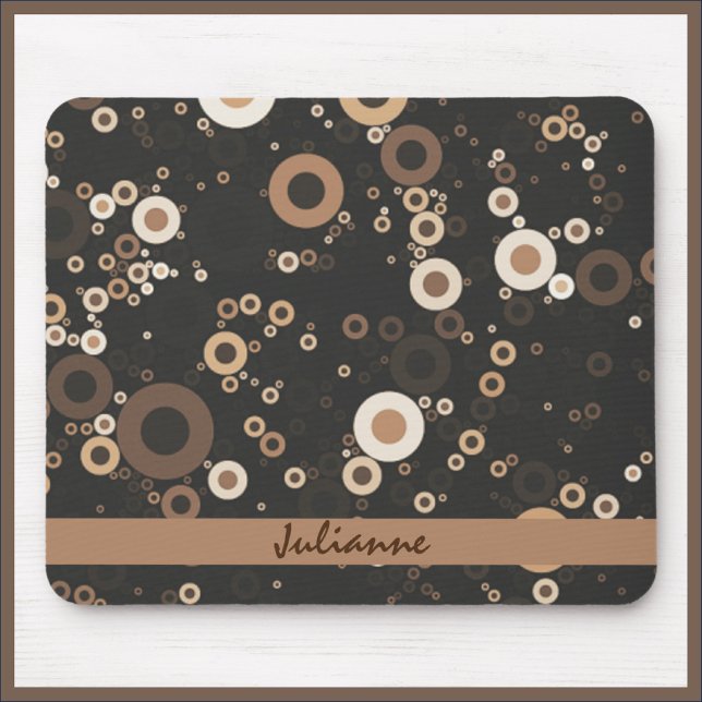 Retro Brown and Beige Circle Pattern   Mouse Mat (Creator Uploaded)