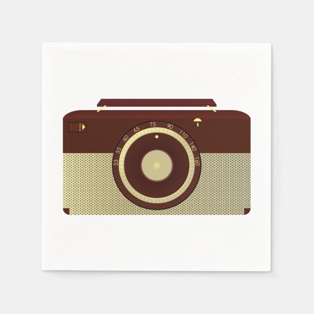 Retro Brown And Gold Antique Radio  Napkin (Front)