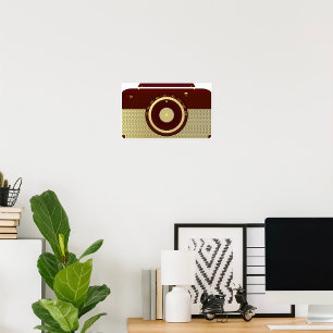 Retro Brown And Gold Antique Radio  Poster