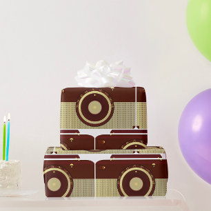 Retro Brown And Gold Antique Radio  Wrapping Paper