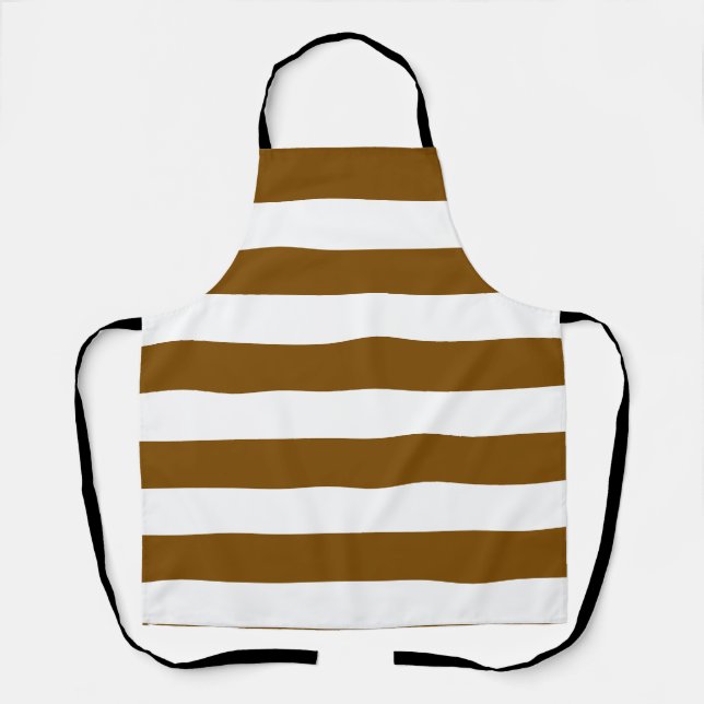Retro Brown And White Stripes Chef  Apron (Front)