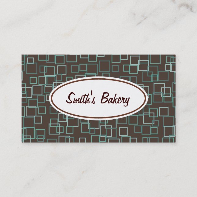 Retro Brown Aqua Business Card (Front)