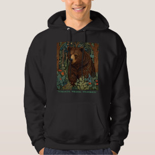 Retro brown bear artwork boho woodland forest hoodie