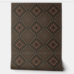 Retro Brown & Black Geometric Modern Classy Deco Wallpaper