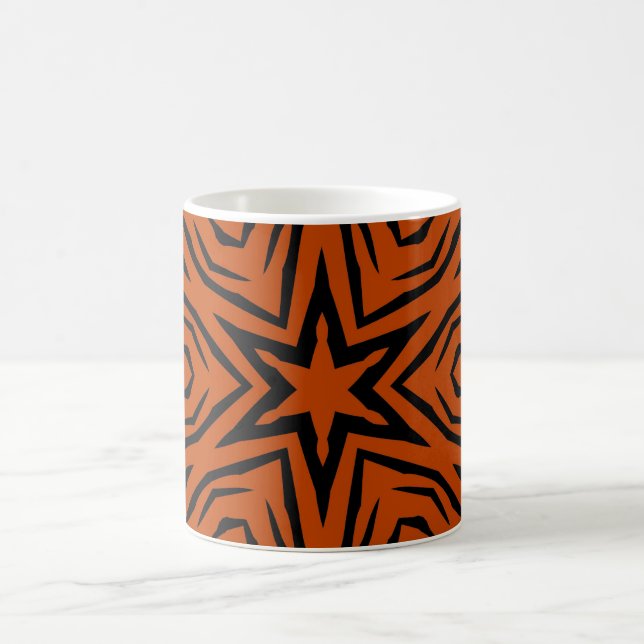 Retro Brown, Black Seamless Abstract Art Coffee Mug (Center)