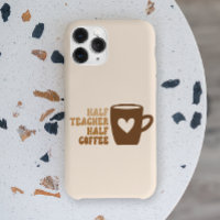 Retro Brown Funny Half Teacher Half Coffee