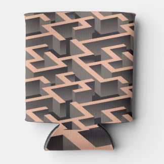 Retro brown graphic labyrinth pattern can cooler