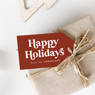 Retro Brown Happy Holidays Gift Tags