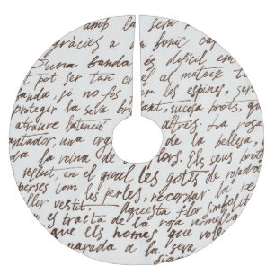 Retro Brown Ink Manuscript Texture Brushed Polyester Tree Skirt