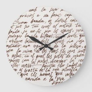 Retro Brown Ink Manuscript Texture Large Clock