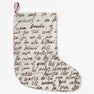 Retro Brown Ink Manuscript Texture Small Christmas Stocking
