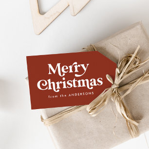 Retro Brown Merry Christmas Gift Tags