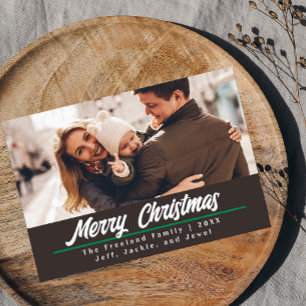 Retro Brown Photo Christmas Card   Horizontal