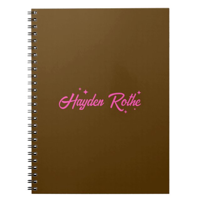 Retro Brown Pink Typography Stars Notebook (Front)