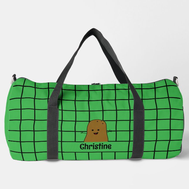Retro, Brown Potato, Green Custom Duffle Bag (Front)