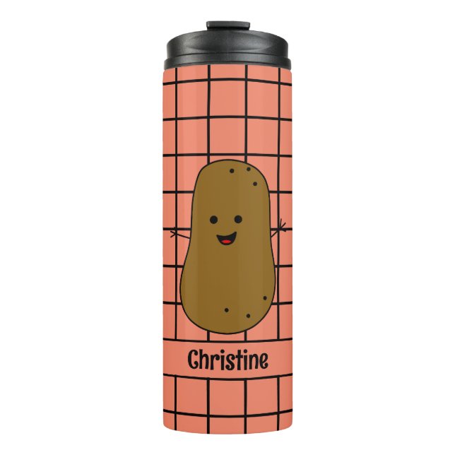 Retro, Brown Potato, Green Custom Thermal Tumbler (Front)