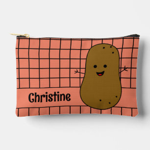 Retro, Brown Potato, Salmon Pink Custom Accessory Pouch