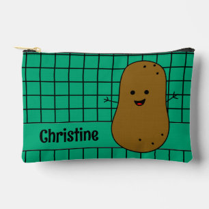 Retro, Brown Potato, Teal Custom Accessory Pouch